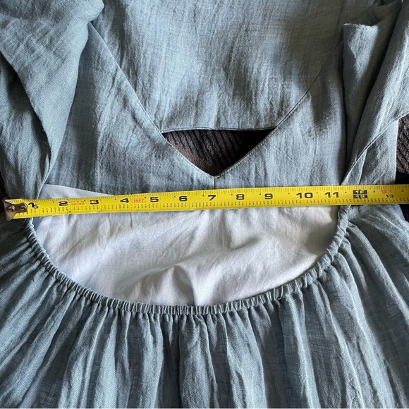 NWT Rumer (Anthropologie) 100% Linen Mia Maxi Dress Liberty Blue/Green Sm ($349) - Picture 10 of 13